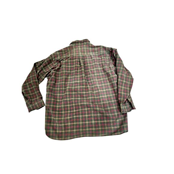LL Bean Shacket Made in USA 1970-1990 Green Plaid Size  100% Cotton Heavy - Picture 2 of 8
